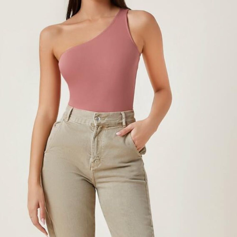 ONE Shoulder Solid Bodysuit